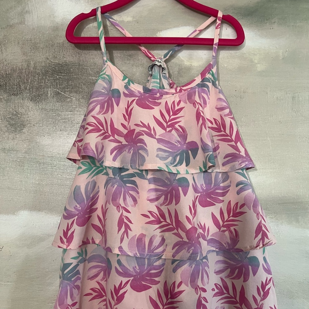 abercrombie kids Pink Floral Tiered Ruffle Tank Dress